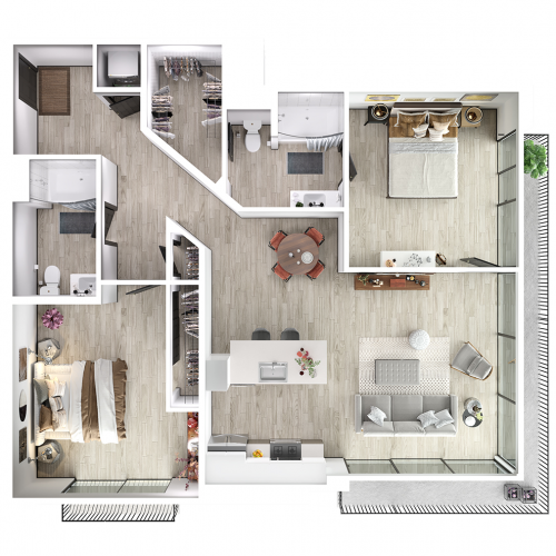 larchmont apartments los Angeles qwil floor plan dolby 2 bed 2 bath
